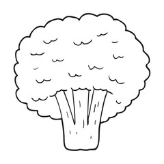 black and white cartoon broccoli