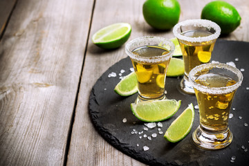 Gold mexican tequila shot