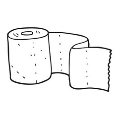 black and white cartoon toilet roll
