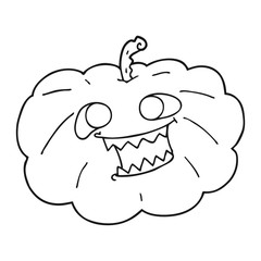 black and white cartoon halloween pumpkin