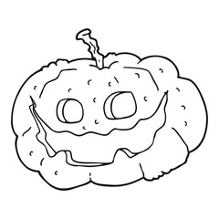 black and white cartoon halloween pumpkin