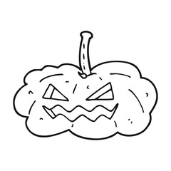 black and white cartoon halloween pumpkin