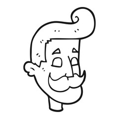 black and white cartoon man with mustache