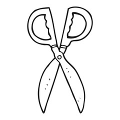 black and white cartoon pair of scissors