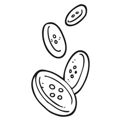 black and white cartoon buttons