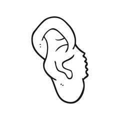 black and white cartoon ear