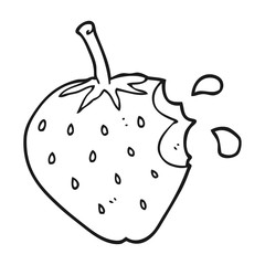 black and white cartoon strawberry