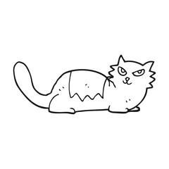 black and white cartoon cat