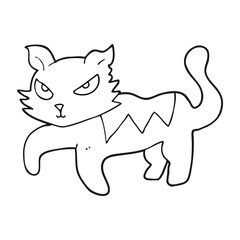 black and white cartoon cat