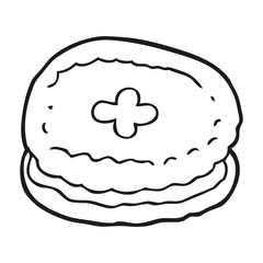 black and white cartoon biscuit