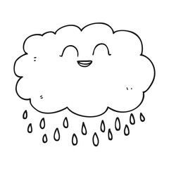 black and white cartoon raincloud