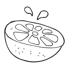 black and white cartoon lemon