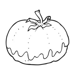 black and white cartoon tomato