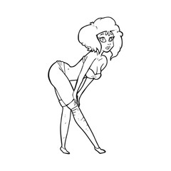 black and white cartoon pin up girl