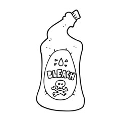 black and white cartoon bleach bottle