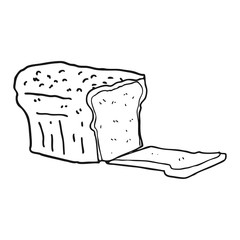 black and white cartoon bread