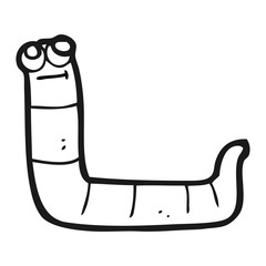 black and white cartoon worm