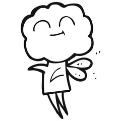 black and white cartoon cute cloud head imp