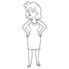 black and white cartoon annoyed woman