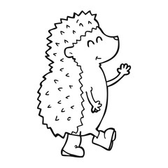 cute black and white cartoon hedgehog