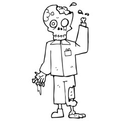 Fototapeta premium black and white cartoon zombie