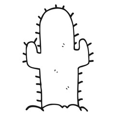 black and white cartoon cactus