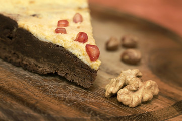 Homemade chocolate cake with nut