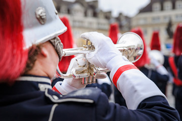 Various instruments and details from a music band of windband