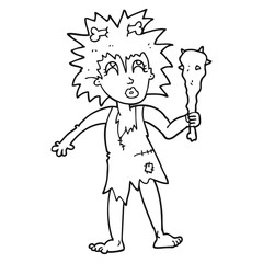 black and white cartoon cave woman