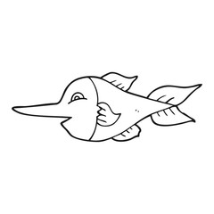 Obraz premium black and white cartoon swordfish