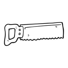 black and white cartoon saw