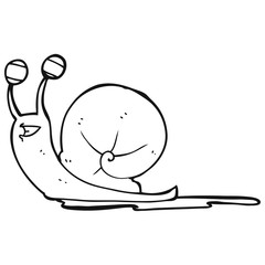 black and white cartoon snail