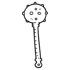 black and white cartoon medieval mace