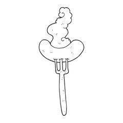 black and white cartoon hot sausage