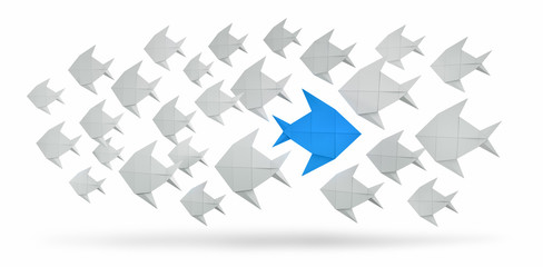 Papierfisch gegen den Schwarm