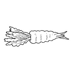 black and white cartoon carrot