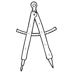 black and white cartoon compass