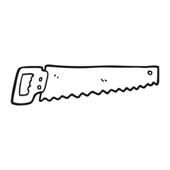 black and white cartoon saw