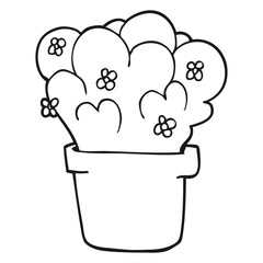 black and white cartoon plant
