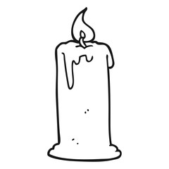 black and white cartoon burning candle