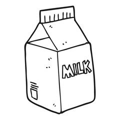 black and white cartoon milk carton