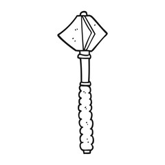 black and white cartoon medieval mace