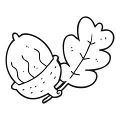 black and white cartoon acorn