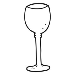 black and white cartoon wine glass