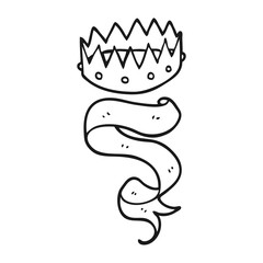 black and white cartoon crown and scroll