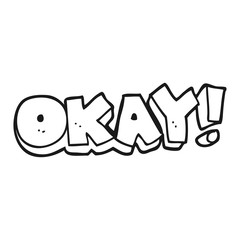black and white cartoon okay symbol