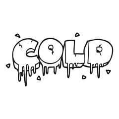 black and white cartoon cold text symbol