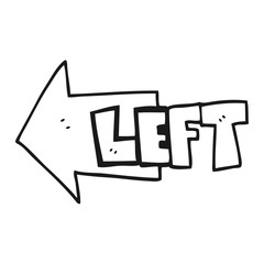 black and white cartoon left symbol