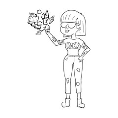 black and white cartoon rock woman