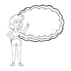 black and white cartoon gym woman